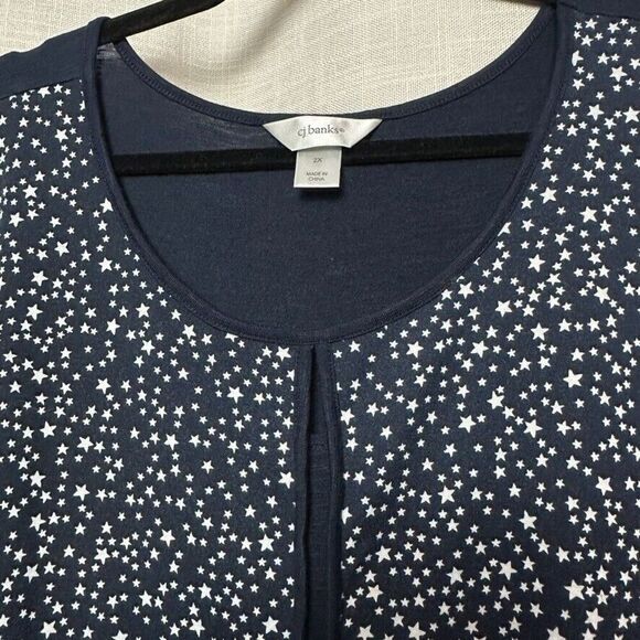 2/$30 CJ Banks Tunic Top Blouse Size 2X Stars Celestial Stretch Office Casual - Picture 6 of 11